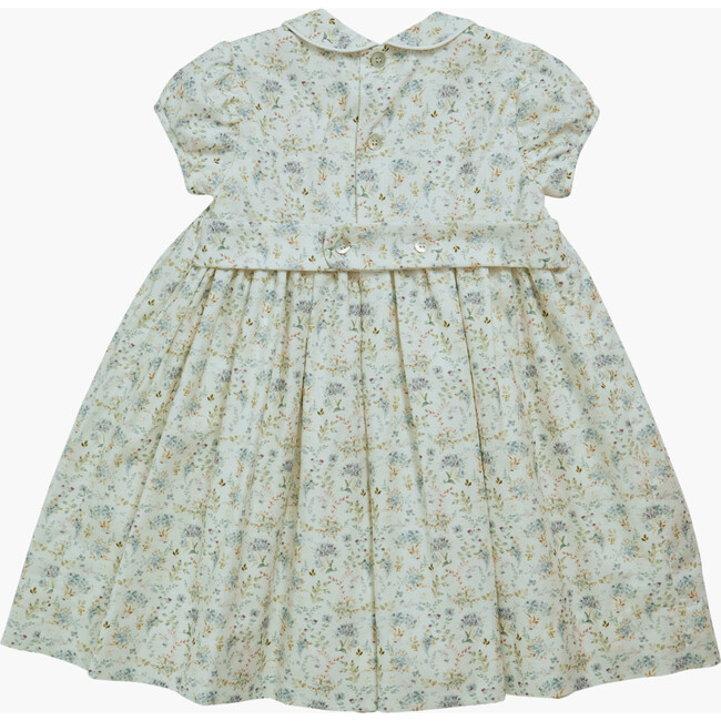 Shirley Floral Peter Pan Collar Short Puff Sleeve Smocked Dress, Blue - Dresses - 4