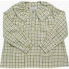 Champs-Elysees Checkered Ruffle Collar Long Sleeve Blouse, Blue & Yellow - Blouses - 1 - thumbnail