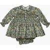 Baby Shiraz Liberty Print Peter Pen Collar Long Sleeve Smocked 2-Piece Set, Wiltshire - Dresses - 1 - thumbnail