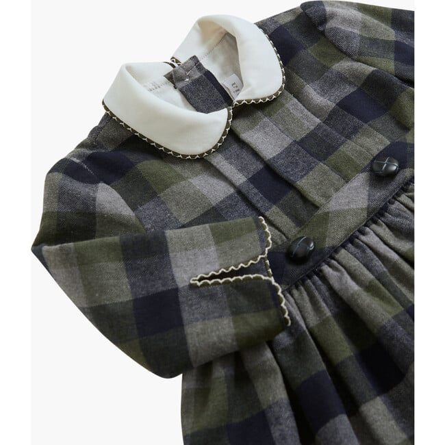 Corneta Tartan Contrast Peter Pan Collar Long Sleeve Dress, Navy - Dresses - 3