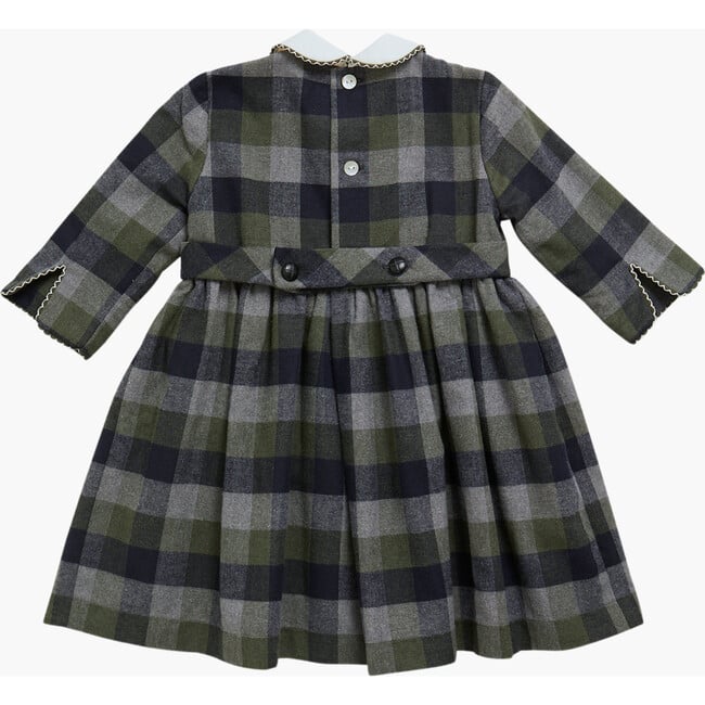 Corneta Tartan Contrast Peter Pan Collar Long Sleeve Dress, Navy - Dresses - 4