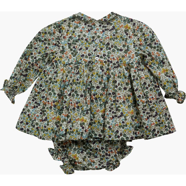 Baby Shiraz Liberty Print Peter Pen Collar Long Sleeve Smocked 2-Piece Set, Wiltshire - Dresses - 2