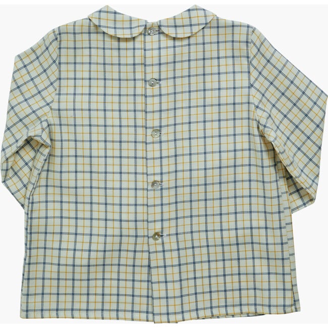 Baby Mallard Checkered Peter Pan Collar Long Sleeve Shirt, Blue & Yellow - Shirts - 2