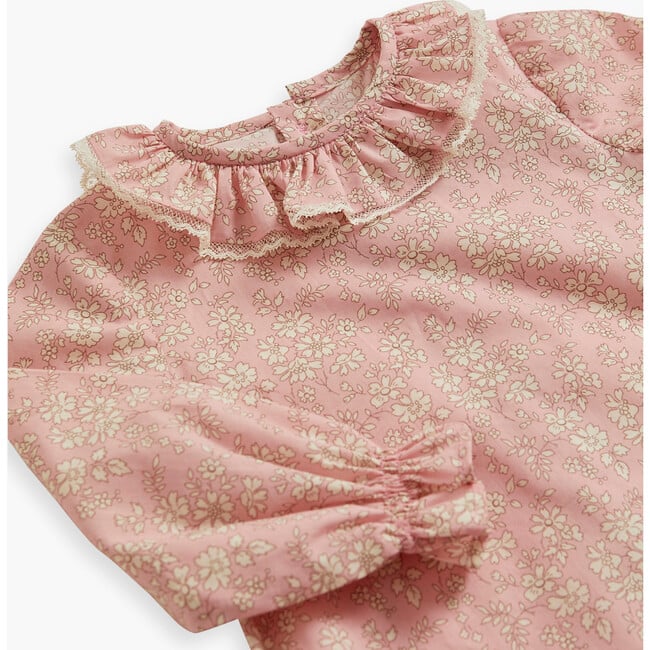 Baby Amelia Liberty Print Ruffle Collar Long Cuffed Sleeve Blouse, Capel Pink - Blouses - 2