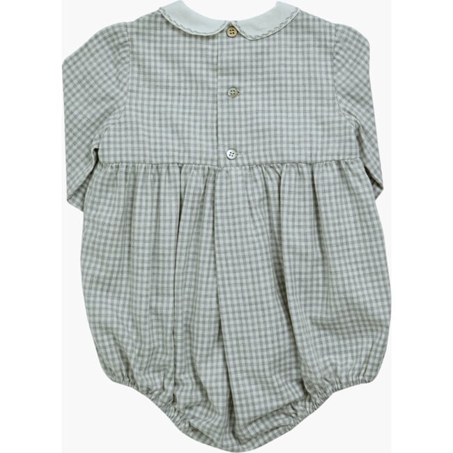 Baby Alex Vichy Peter Pan Collat Long Sleeve Romper, Grey - Rompers - 2