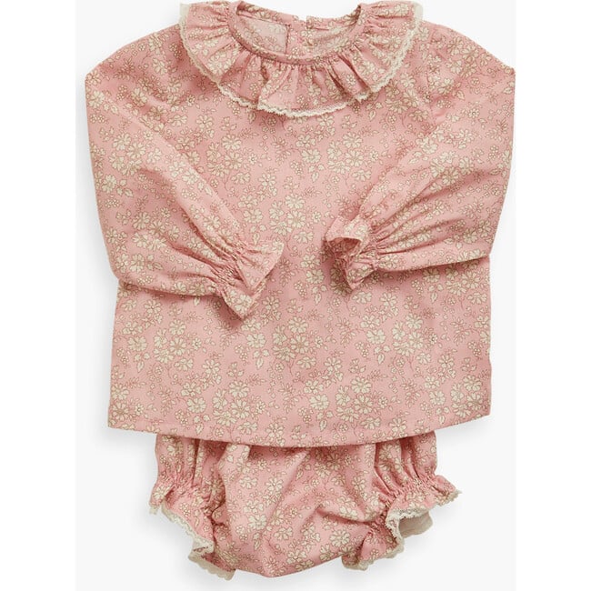 Baby Amelia Liberty Print Ruffle Collar Long Cuffed Sleeve Blouse, Capel Pink - Blouses - 3