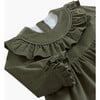 Alba Corduroy Frilled Round Collar Long Sleeve Tiered Dress, Khaki - Dresses - 2