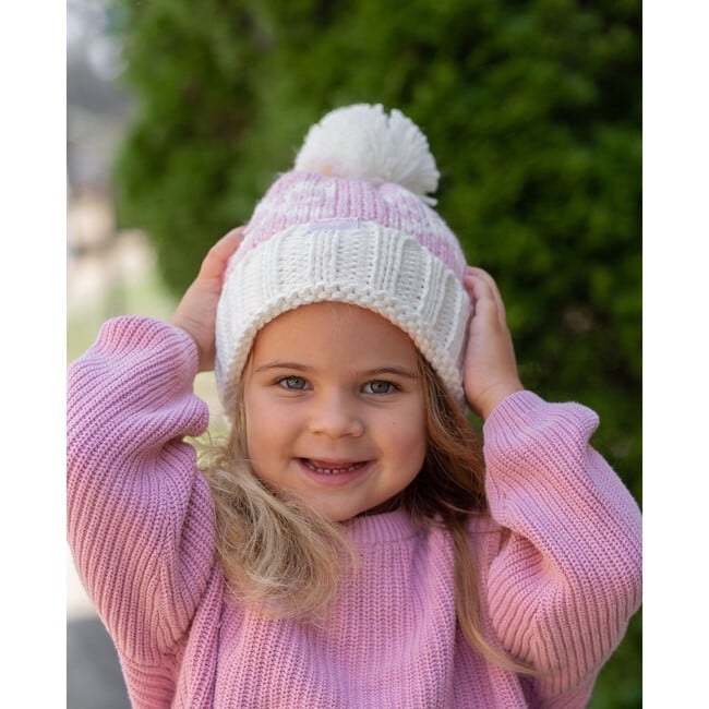 Bows Bobble Hat, Pink - Hats - 5