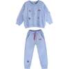 Fun Embroidered Sweatshirt & Drawstring Pants 2-Piece Set, Blue - Mixed Apparel Set - 1 - thumbnail