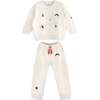 Fun Embroidered Sweatshirt & Drawstring Pants 2-Piece Set, White - Mixed Apparel Set - 1 - thumbnail