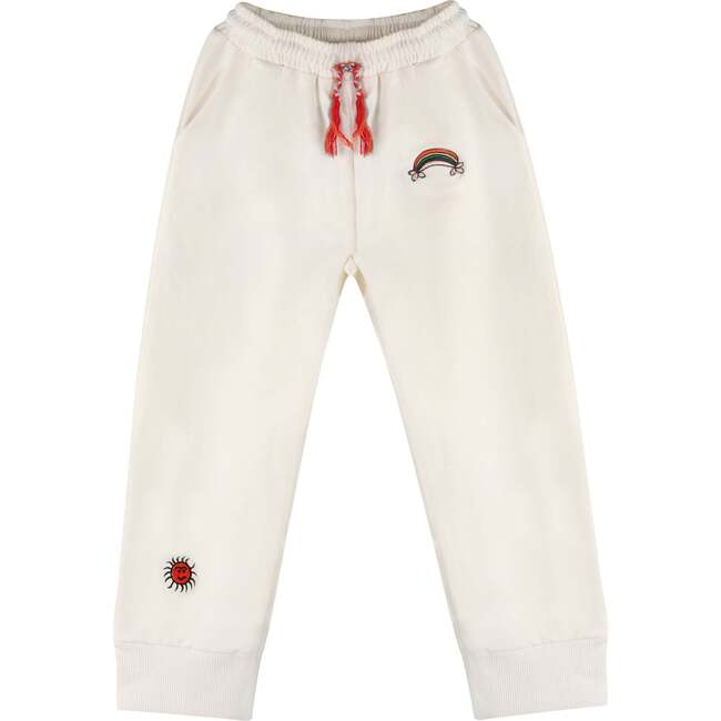 Fun Embroidered Sweatshirt & Drawstring Pants 2-Piece Set, White - Mixed Apparel Set - 3