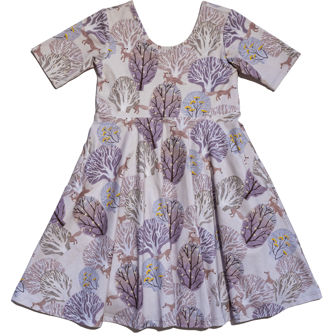 Reese Print Round Neck Elbow Sleeve Twirl Dress, Mystic Park - Dresses - 1