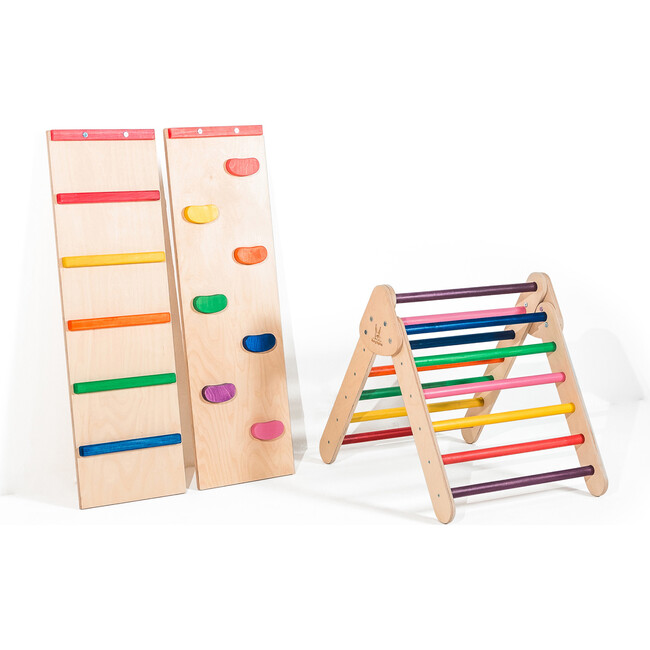 Rainbow Climbing Triangle with Ladder and Rock Wall, Starter Size