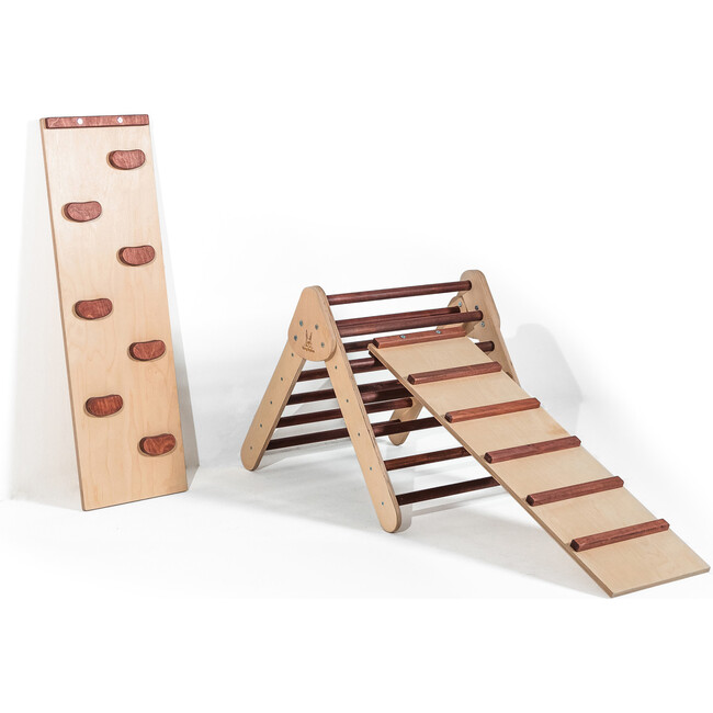 Red Oak Climbing Triangle with Ladder and Rock Wall, Starter Size - Activity Gyms - 2