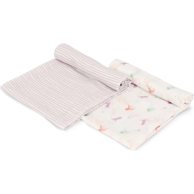 Swaddle Blanket Set, Octopus & Lavender Wave