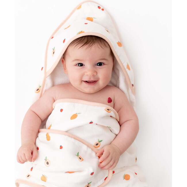 Hooded Towel Set, Peach - Bath Towels - 2