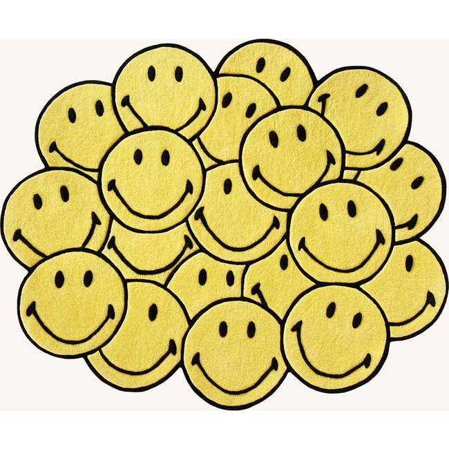 Smiley Bunch Rug, Yellow and Black