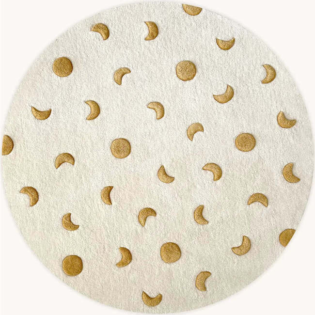 Round Moons Rug, Cream and Gold