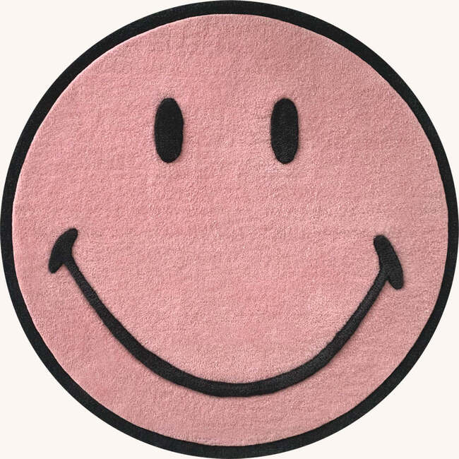 Round Smiley Rug, Pink