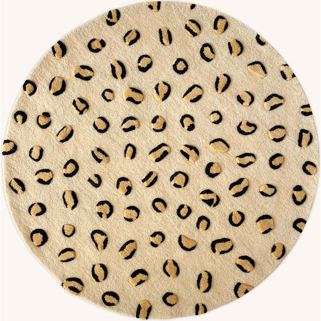 Round Leopard Rug, Beige, Brown and Black