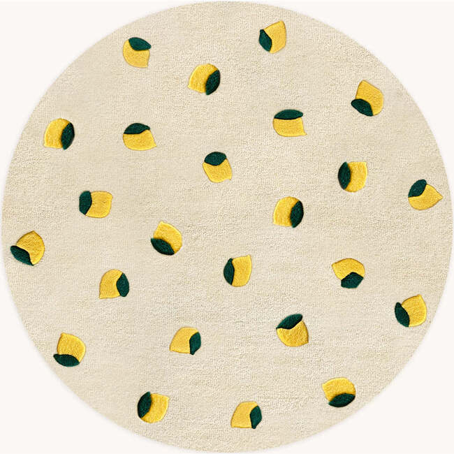 Round Lemons Rug, Cream and Yellow