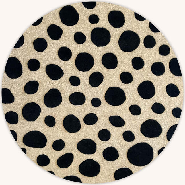 Round Cheetah Rug, Beige and Black