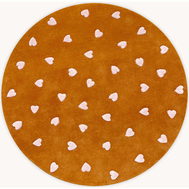 Round Hearts Rug, Brown and Pink