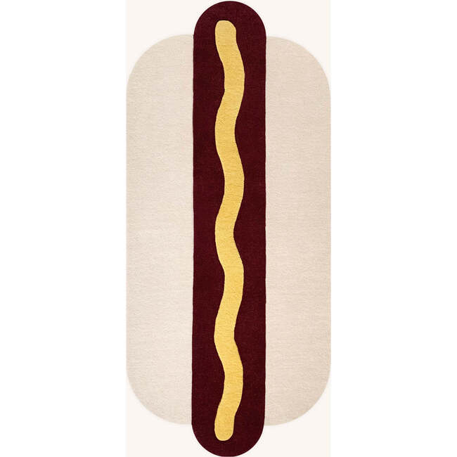 Hot Dog Rug, Cream, Maroon and Yellow