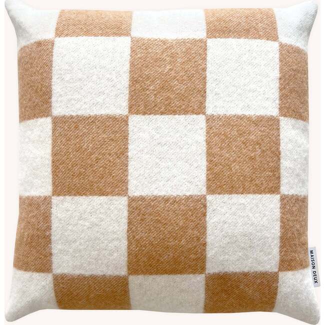 Checkerboard Cushion, Terra Brown and White