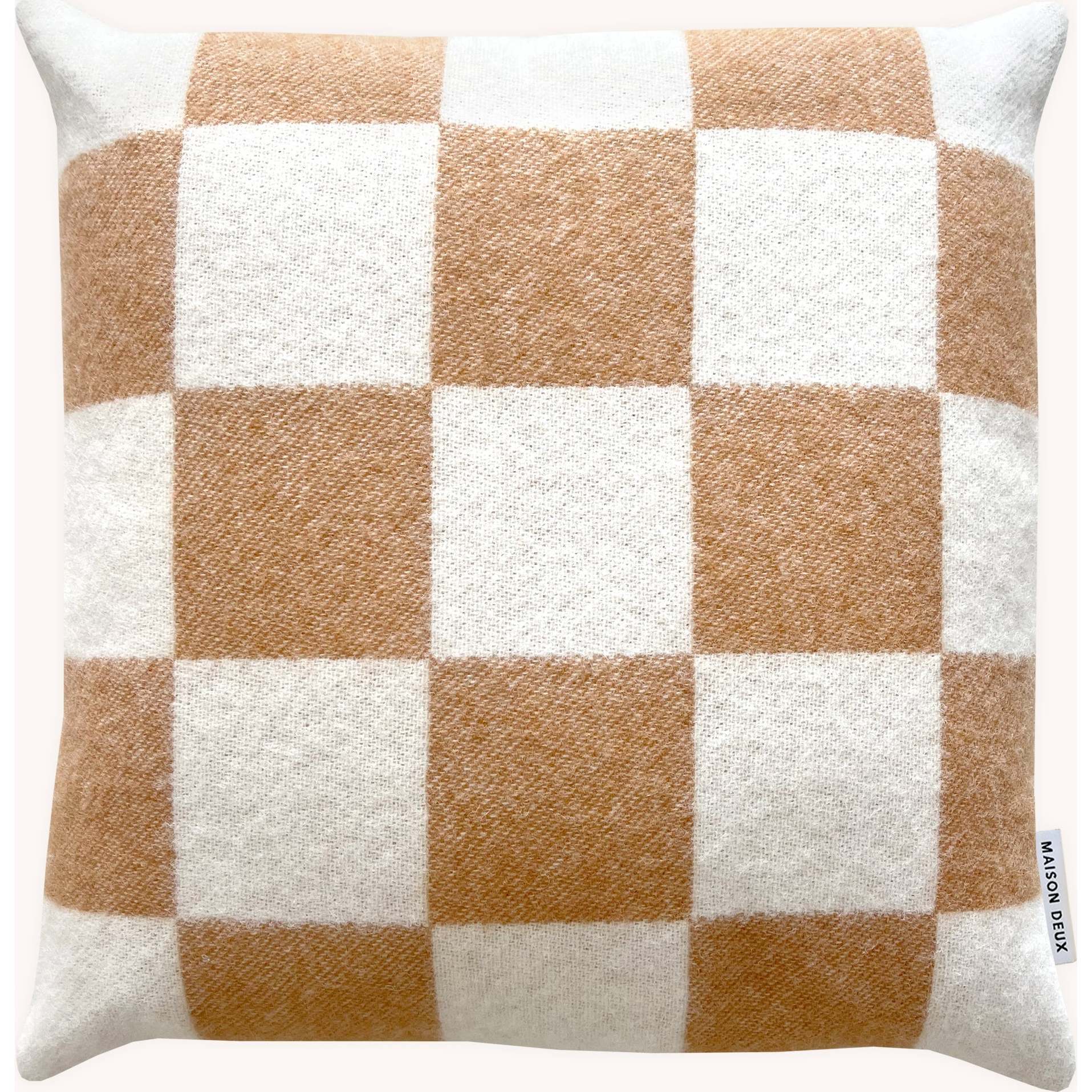 Checkerboard Cushion, Terra Brown and White - Pillows - 1
