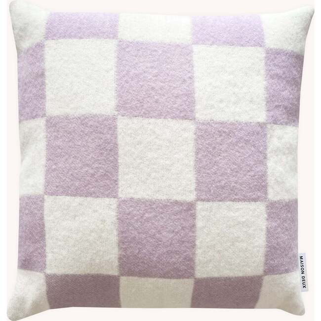 Checkerboard Cushion, Lilac and White