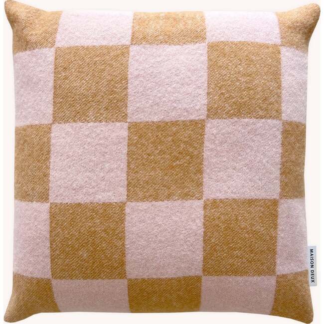 Checkerboard Cushion, Terra Brown and Pink