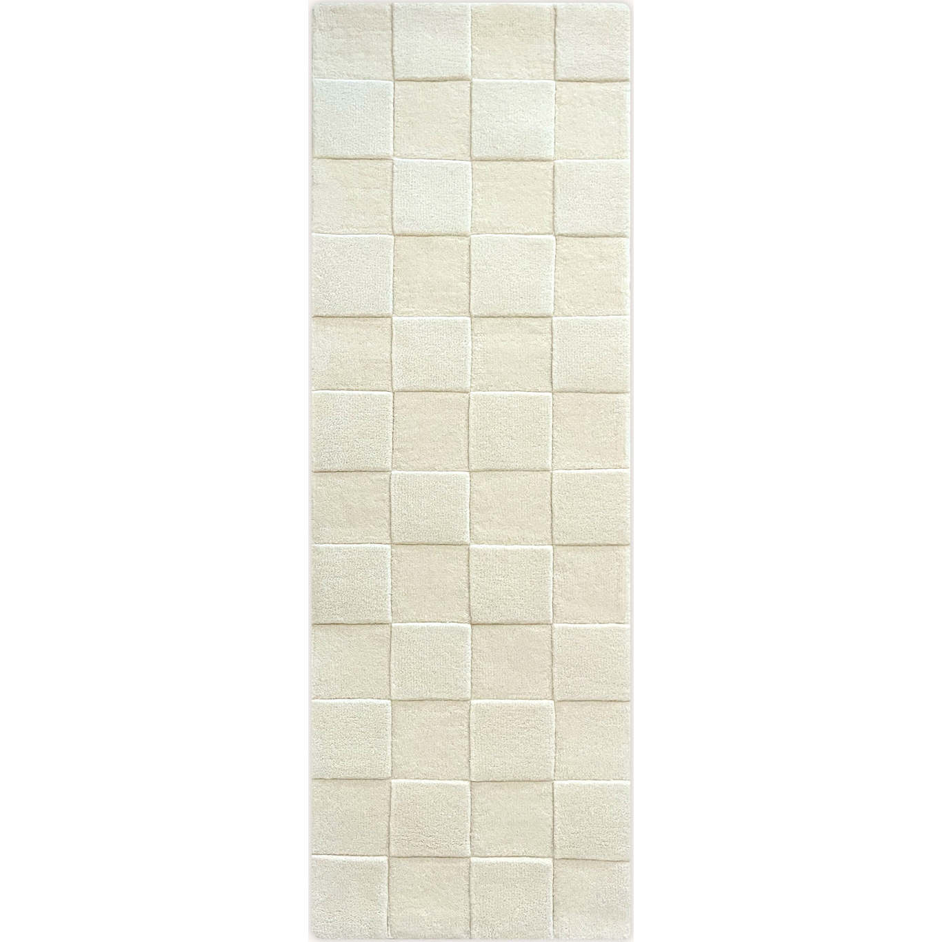 Checkerboard Rug, Off White - Rugs - 1