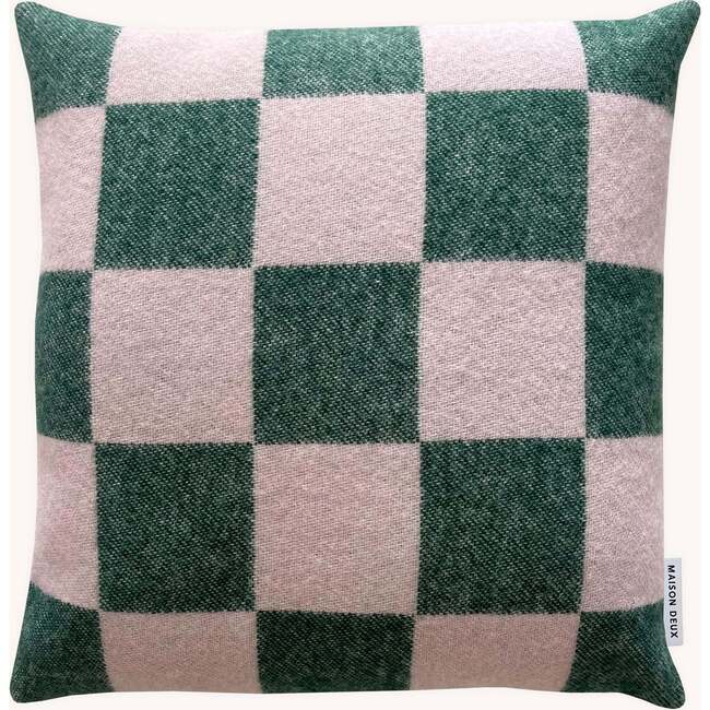 Checkerboard Cushion, Green and Pink