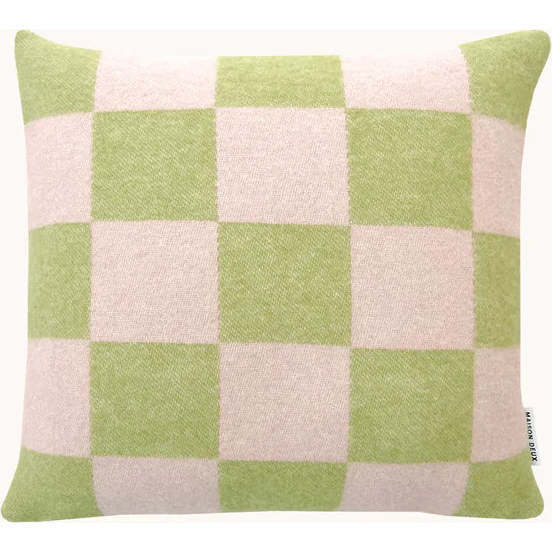 Checkerboard Cushion, Kiwi and Pink