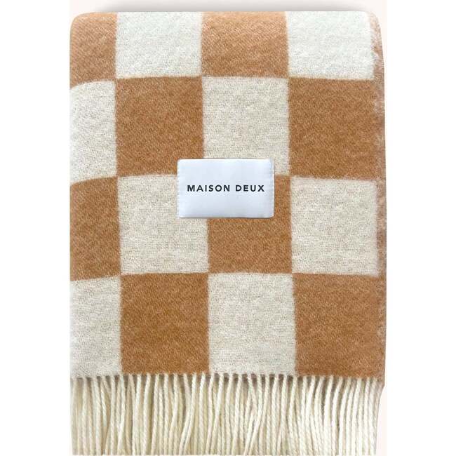 Checkerboard Blanket, Terra Brown and White