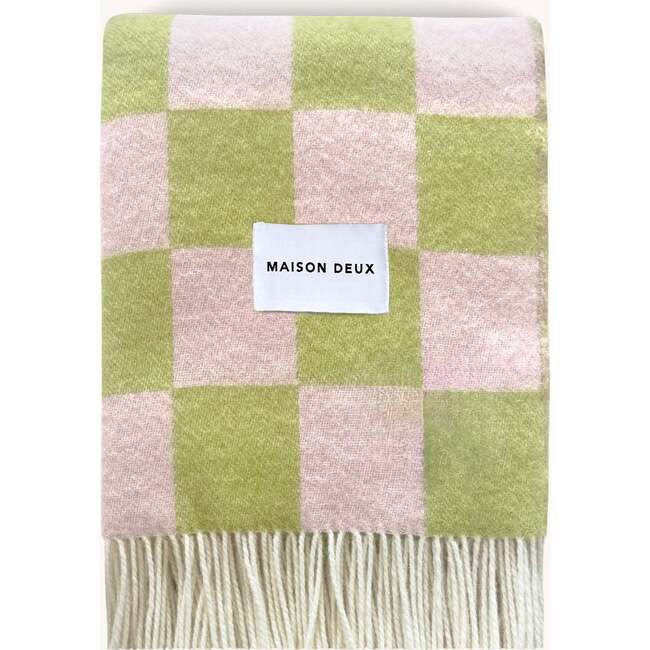 Checkerboard Blanket, Kiwi and Pink