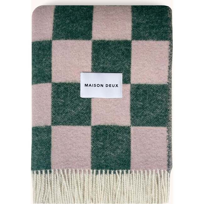 Checkerboard Blanket, Green and Pink