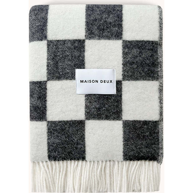 Checkerboard Blanket, Black and White - Throws - 1