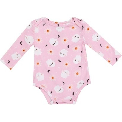 Spooky Ghost Lap Shoulder Bodysuit, Pink