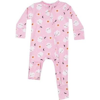 Spooky Ghost 2 Way Zipper Romper, Pink