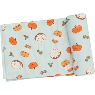 Pumpkin Spice Latte Swaddle Blanket, Green