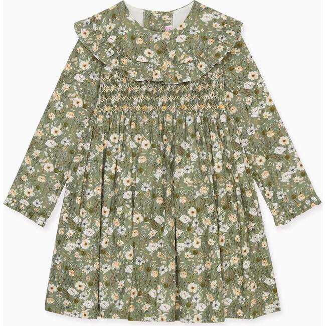 Sage Floral Silvana Girl Hand-Smocked Dress