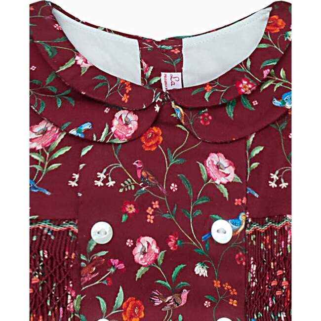 Burgundy Floral Arcadia Girl Hand-Smocked Dress - Dresses - 3