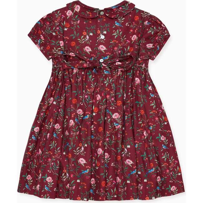 Burgundy Floral Arcadia Girl Hand-Smocked Dress - Dresses - 4