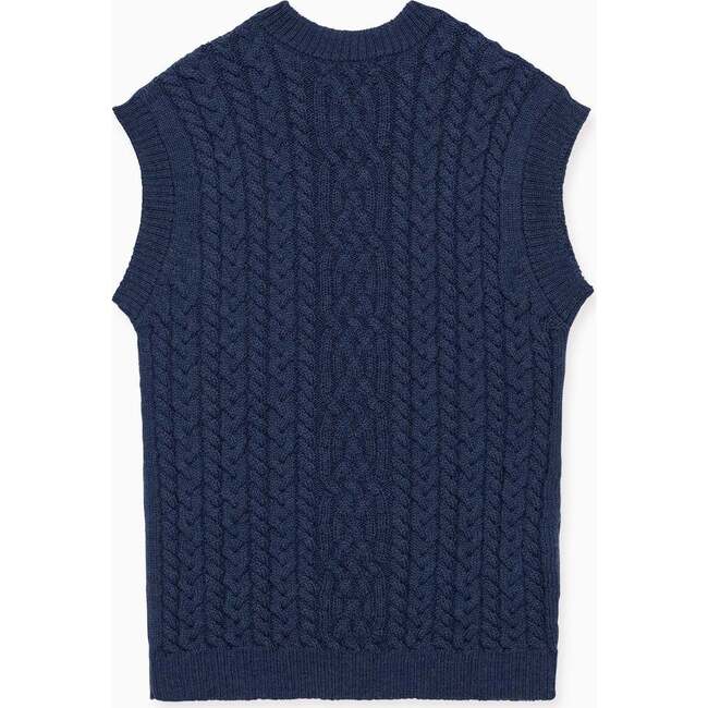 Dark Blue Alvaro Merino Boy Sleeveless Sweater - Cardigans - 3