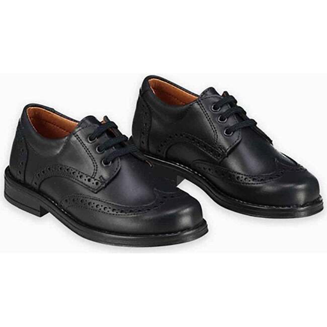 Black Leather Lace Up Kids School Shoes - Dress Shoes - 3