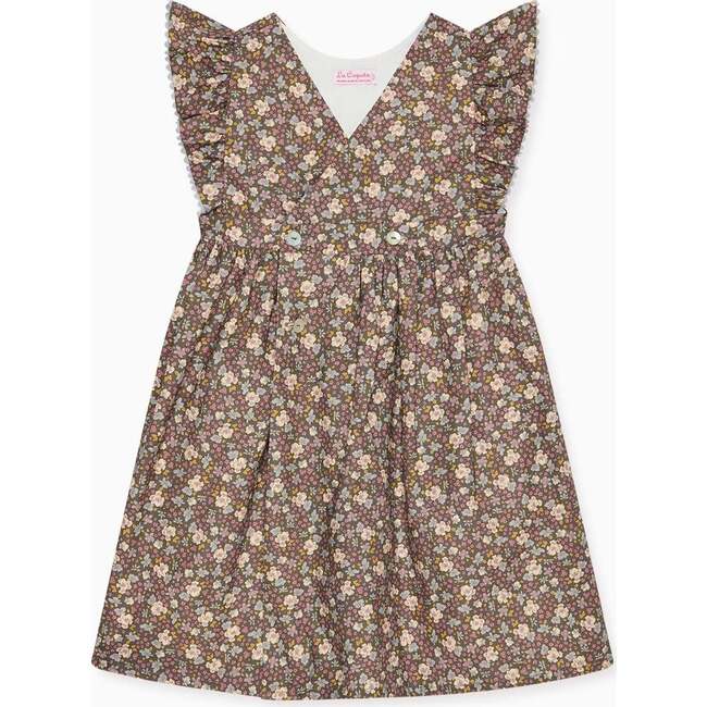 Brown Floral Emma Girl Pinafore Skirt - Skirts - 2