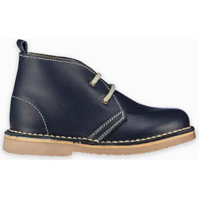 Navy Leather Kids Desert Boots - Dress Shoes - 4