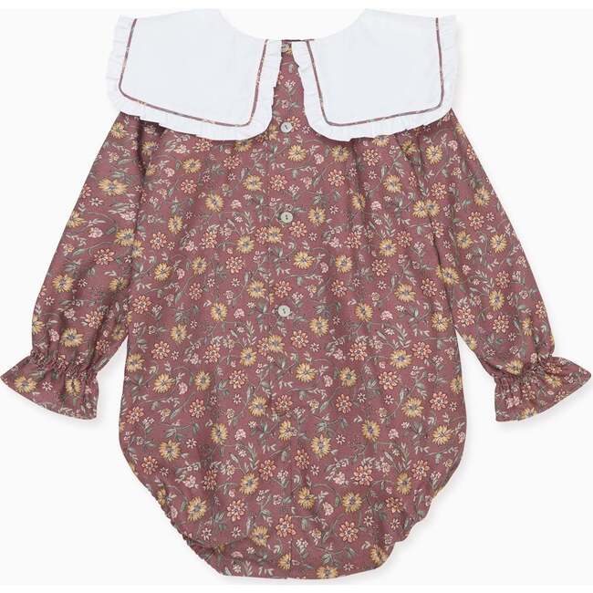 Burgundy Floral Laura Baby Girl Romper - Dresses - 3